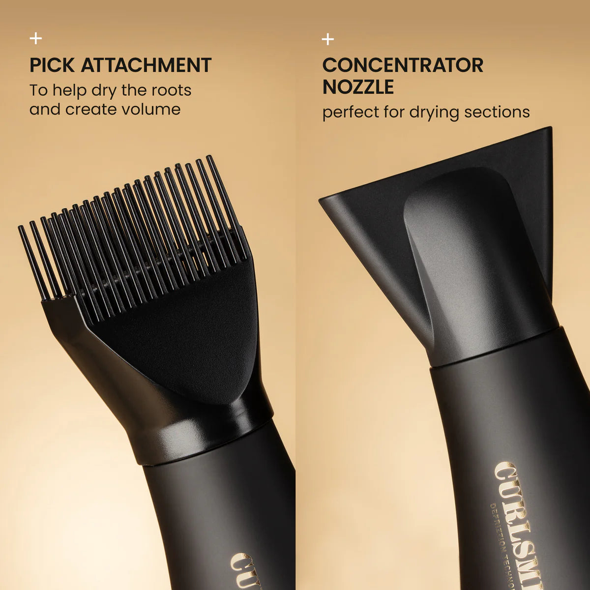 Curlsmith Defrizzion Dryer & XXL Diffuser Zwart