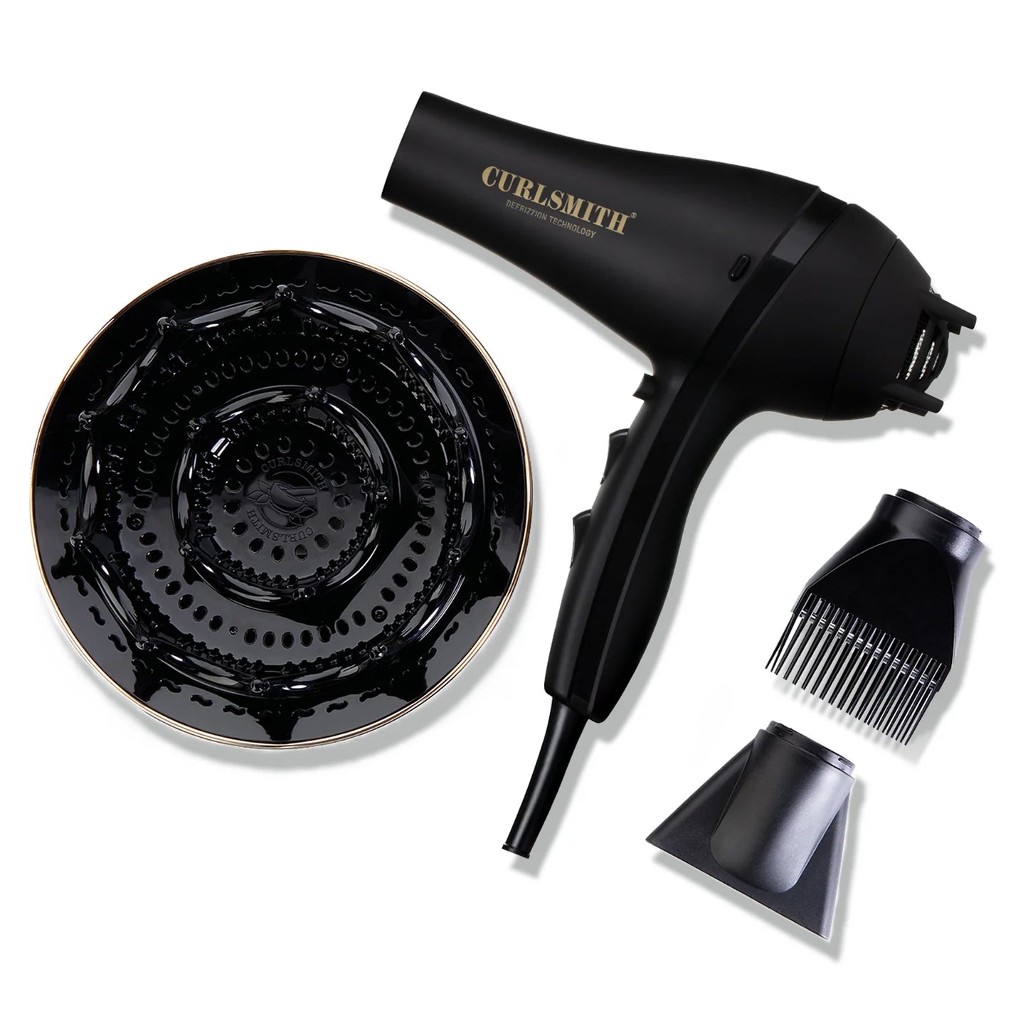 Curlsmith Defrizzion Dryer & XXL Diffuser Zwart